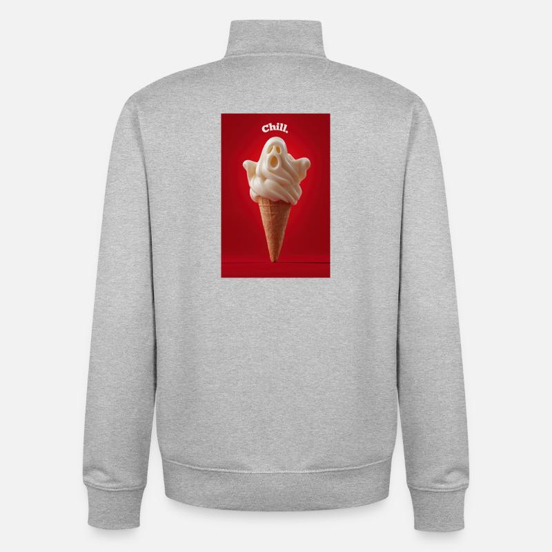 Chill Ghost Eiswaffel - Unisex Organic Zip Sweatshirt von Stanley/Stella - Grau meliert