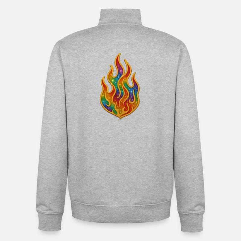 Regenbogenfeuer Patch - Unisex Organic Zip Sweatshirt von Stanley/Stella - Grau meliert