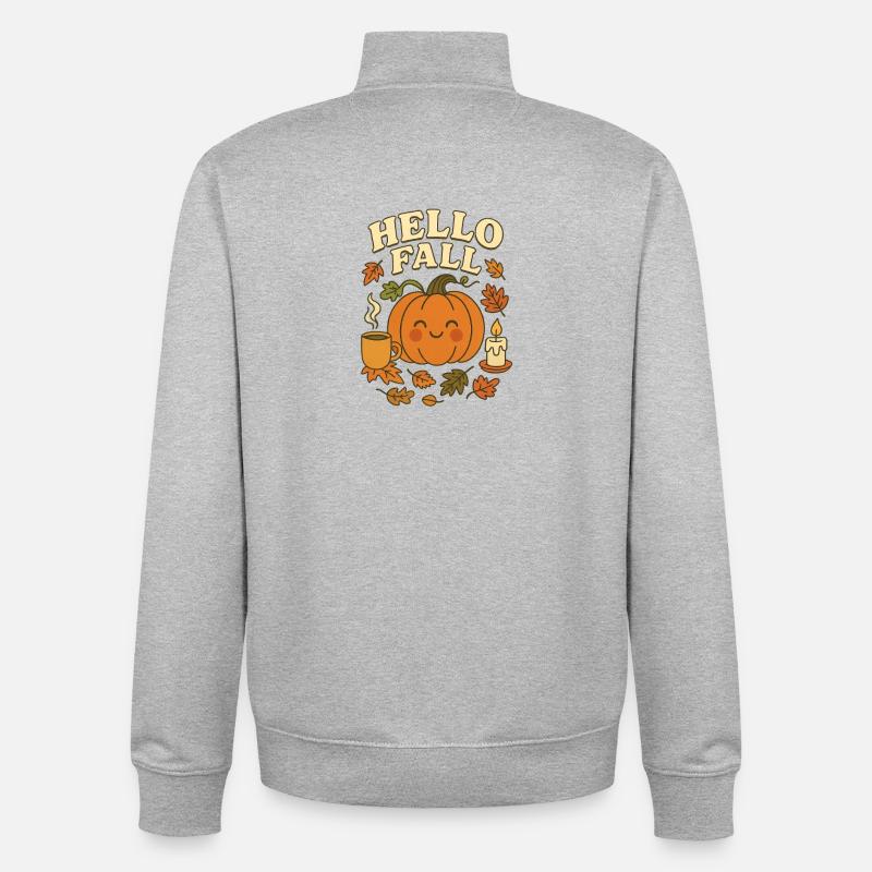 Cute_hello_fall - Sweat zippé unisexe en coton bio Stanley/Stella - gris chiné