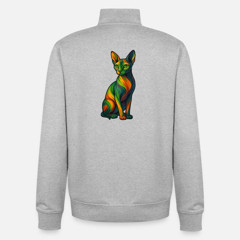 Le Sphynx - Sweat zippé unisexe en coton bio Stanley/Stella - gris chiné