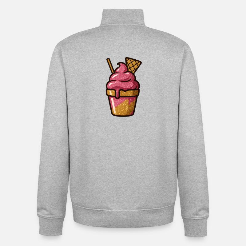 Pink Glitzer Eiscreme Becher - Unisex Organic Zip Sweatshirt von Stanley/Stella - Grau meliert