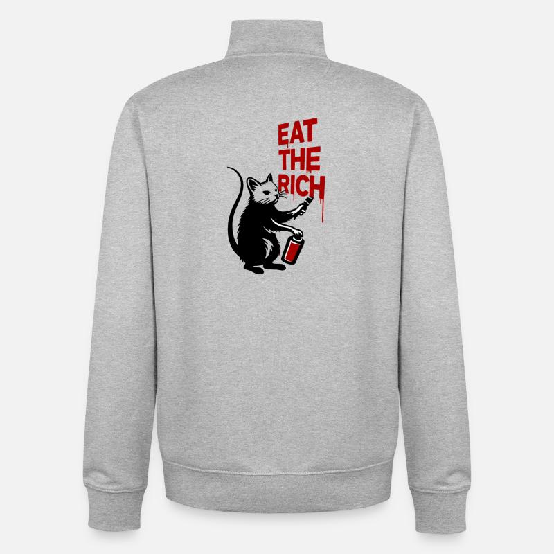 Protest chat graffiti imprimer - Sweat zippé unisexe en coton bio Stanley/Stella - gris chiné