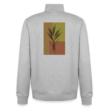 Weizen Ähren Line Art – Botanisches Design - Unisex Organic Zip Sweatshirt von Stanley/Stella - Grau meliert - Hinten - AI Model Male 185 light (185cm)