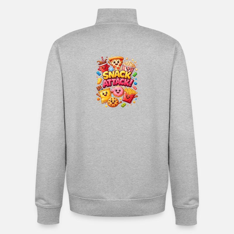Snack Attack! Bunte Snack-Helden - Unisex Organic Zip Sweatshirt von Stanley/Stella - Grau meliert