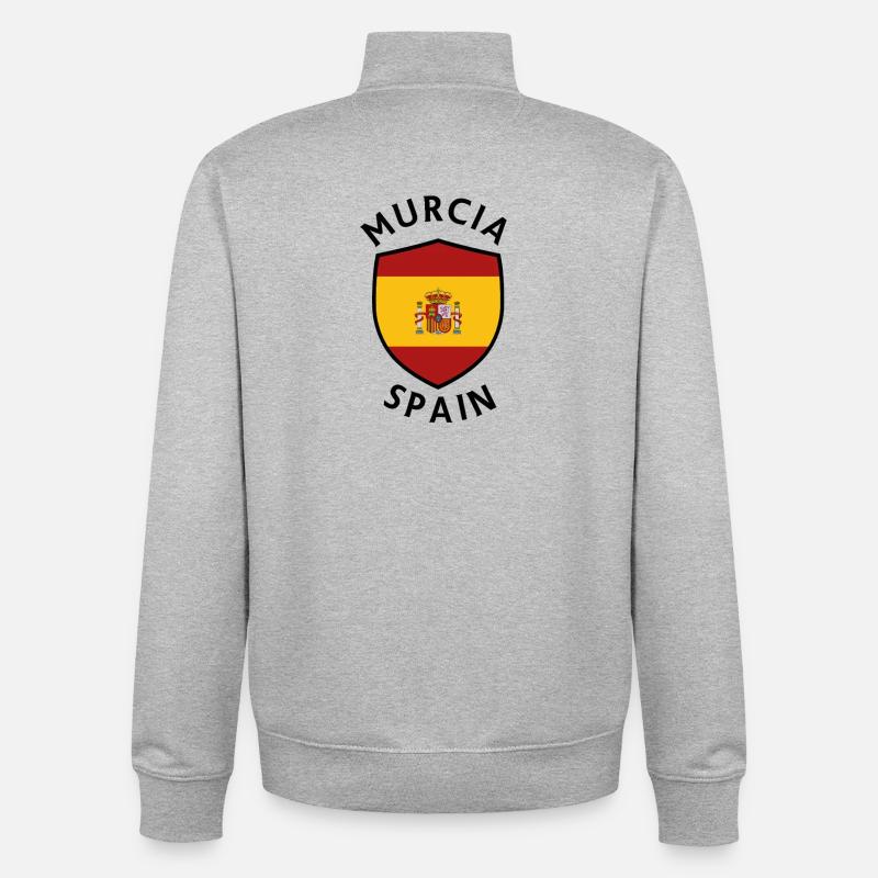 Bouclier de Murcie sous drapeau espagnol - Sweat zippé unisexe en coton bio Stanley/Stella - gris chiné