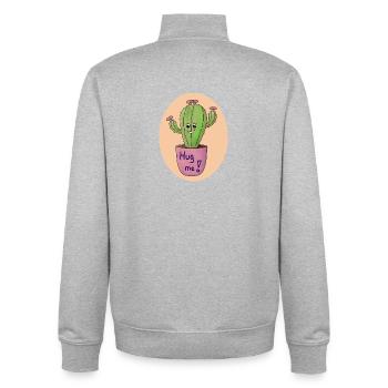 Cactus Hug Art Print - Unisex Organic Zip Sweatshirt by Stanley/Stella - heather grey - Back - AI Model Male 185 light (185cm)