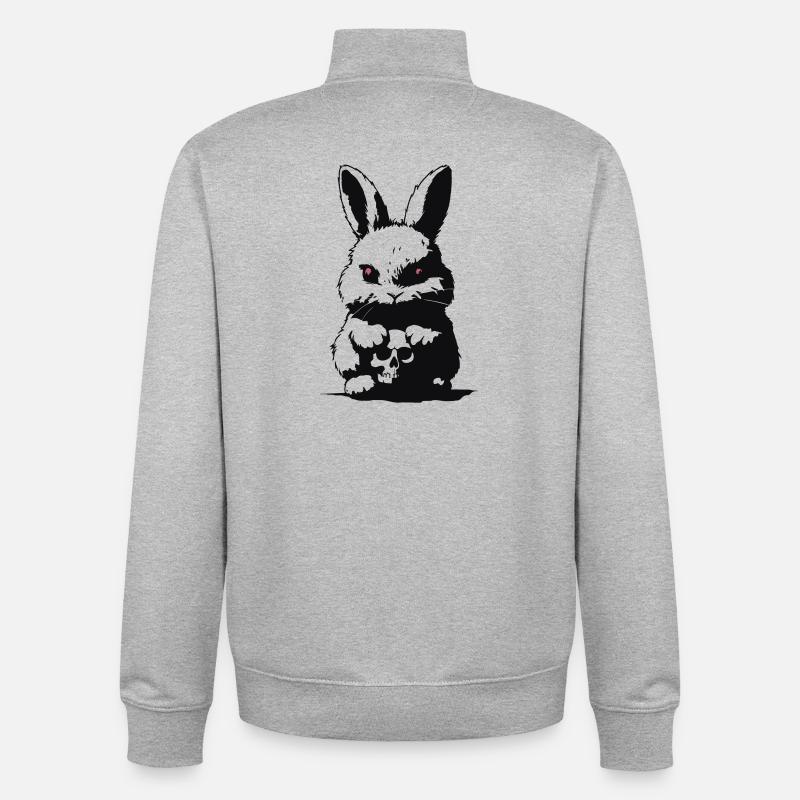 Grumpy bunny - Unisex Organic Zip Sweatshirt by Stanley/Stella - heather grey