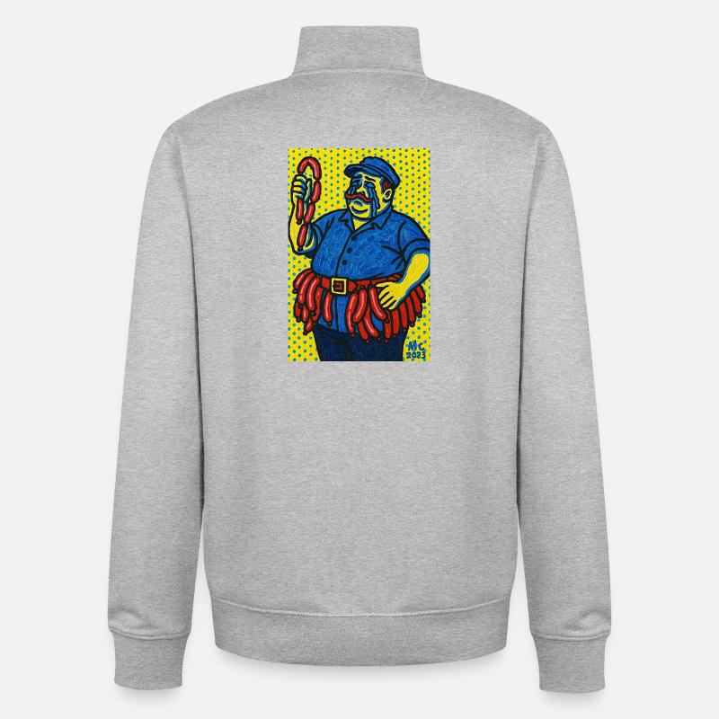 Wurstmann dans le style pop art - Sweat zippé unisexe en coton bio Stanley/Stella - gris chiné