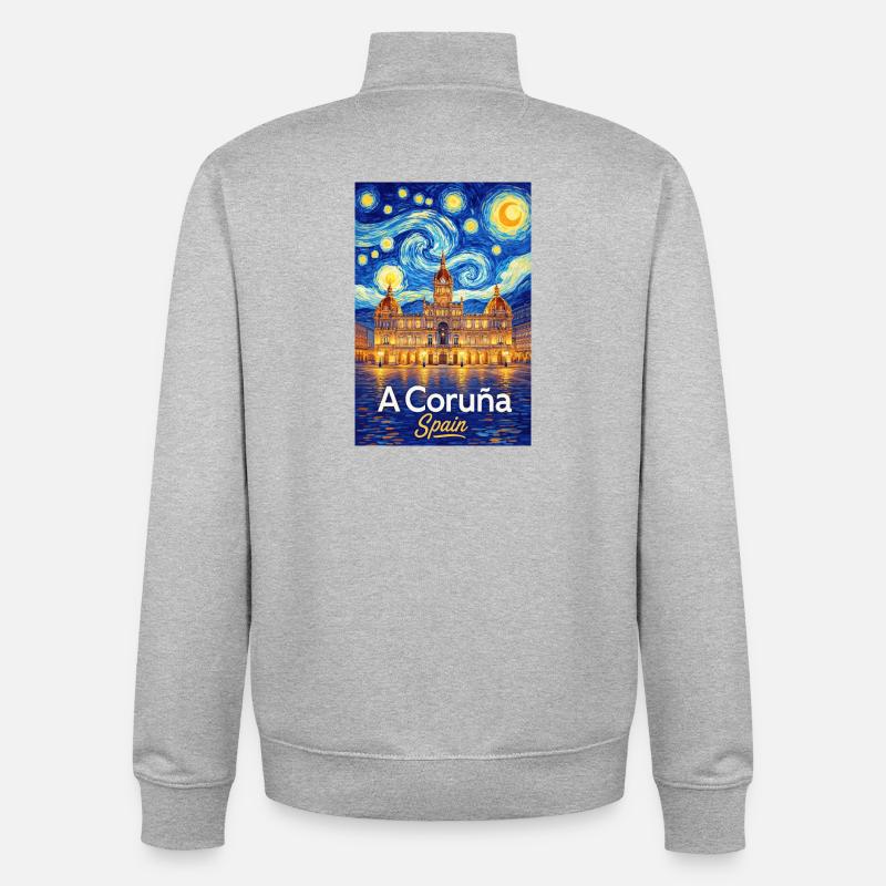 A Coruna Spain - Unisex Organic Zip Sweatshirt von Stanley/Stella - Grau meliert