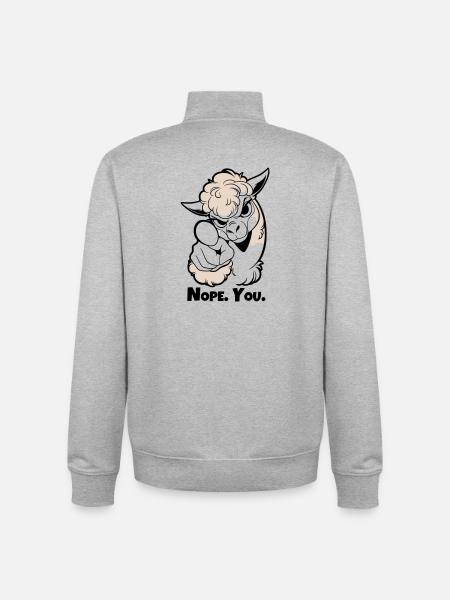 Nope. You. Alpaca - Unisex Organic Zip Sweatshirt by Stanley/Stella - heather grey