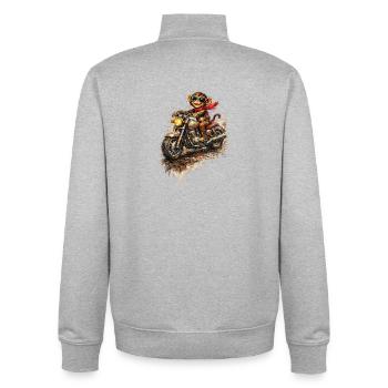 Affe auf bunter Motorradfahrt - Unisex Organic Zip Sweatshirt von Stanley/Stella - Grau meliert - Hinten - AI Model Male 185 light (185cm)