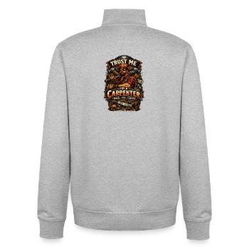 Trust Me I'm a Carpenter - Unisex Organic Zip Sweatshirt by Stanley/Stella - heather grey - Back - AI Model Male 185 light (185cm)