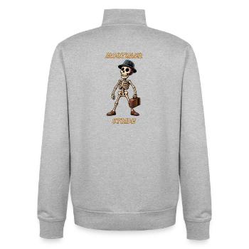 Mortimer Stride Skeleton Internet Animation Star - Unisex Organic Zip Sweatshirt by Stanley/Stella - heather grey - Back - AI Model Male 185 light (185cm)