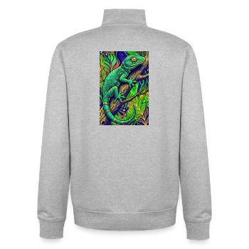 Gecko - Unisex Organic Zip Sweatshirt by Stanley/Stella - heather grey - Back - AI Model Male 185 light (185cm)