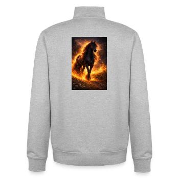 Feuerpferd im Flammensturm - Unisex Organic Zip Sweatshirt von Stanley/Stella - Grau meliert - Hinten - AI Model Male 185 light (185cm)