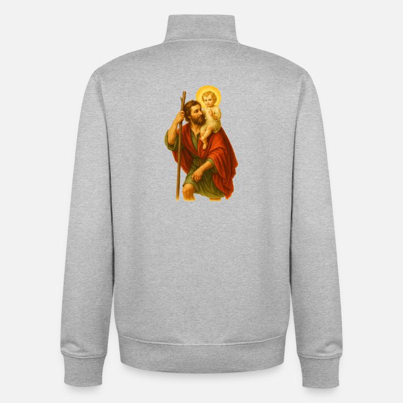 Saint Compagnon avec l’Enfant - Sweat zippé unisexe en coton bio Stanley/Stella - gris chiné