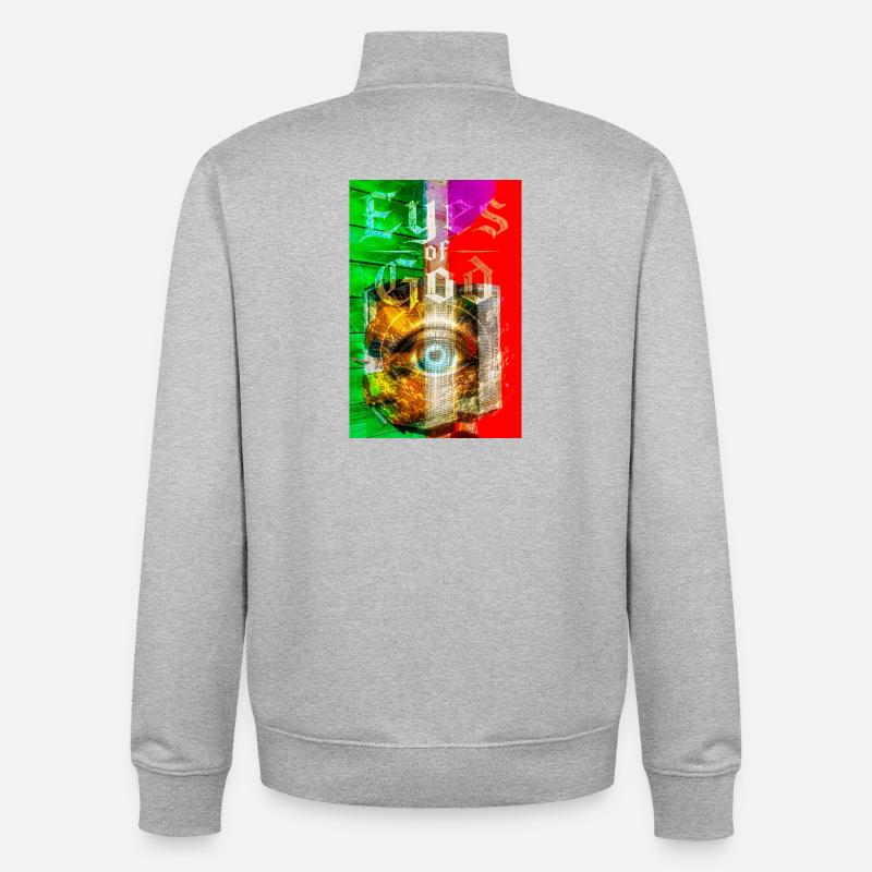 Œil néon dans Metal Circle - Sweat zippé unisexe en coton bio Stanley/Stella - gris chiné