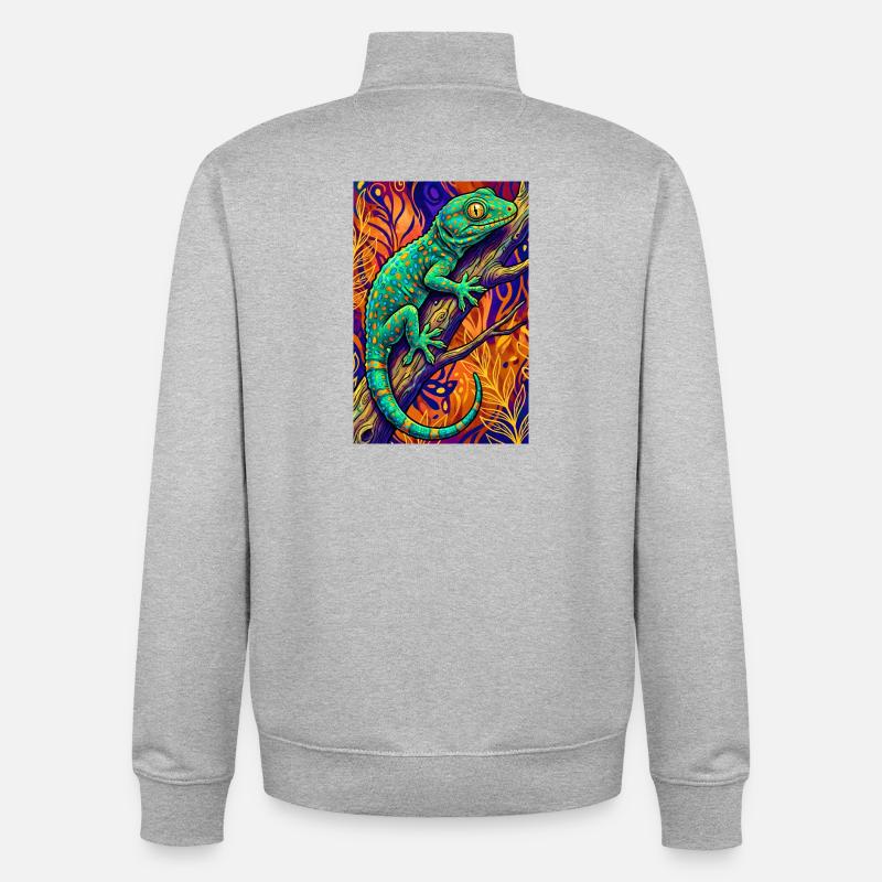 Gecko - Sweat zippé unisexe en coton bio Stanley/Stella - gris chiné