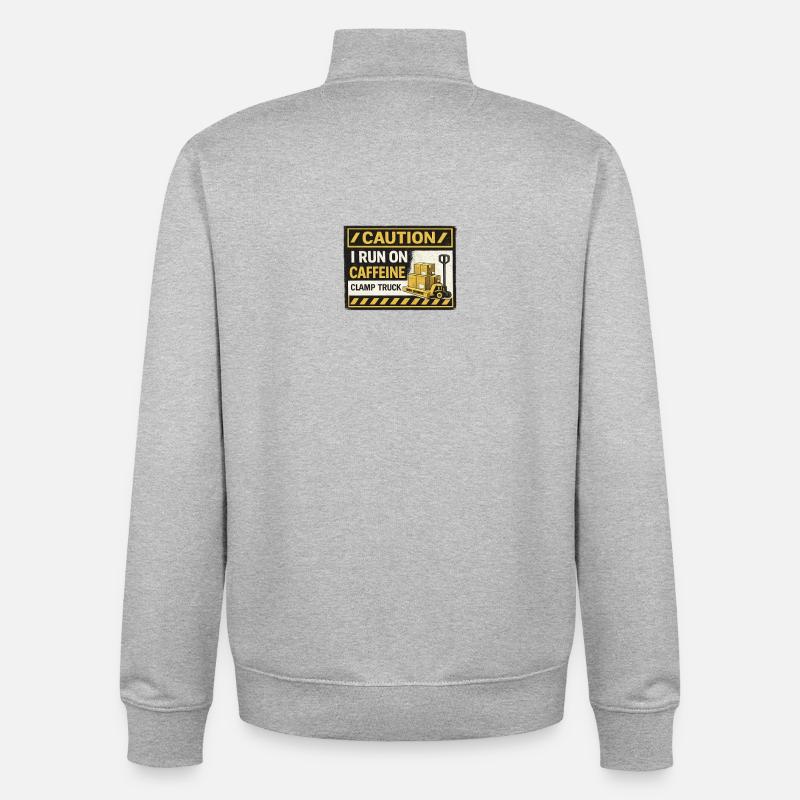 Caffeine Fueled Forklift Patch - Unisex Organic Zip Sweatshirt by Stanley/Stella - heather grey