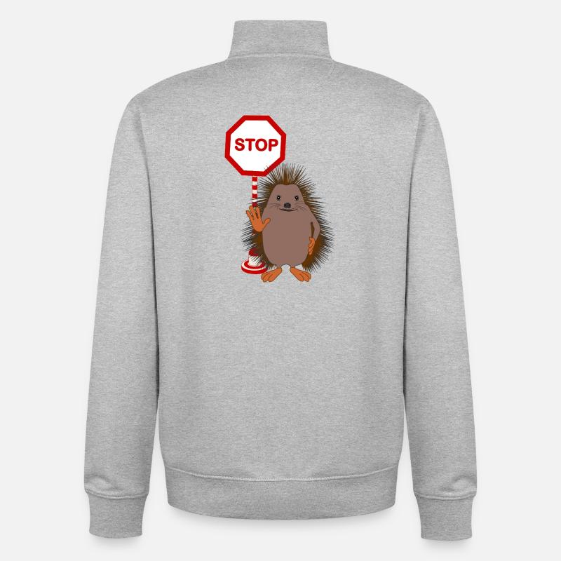 Arrêtez le harcèlement – Sweet Hedgehog - Sweat zippé unisexe en coton bio Stanley/Stella - gris chiné