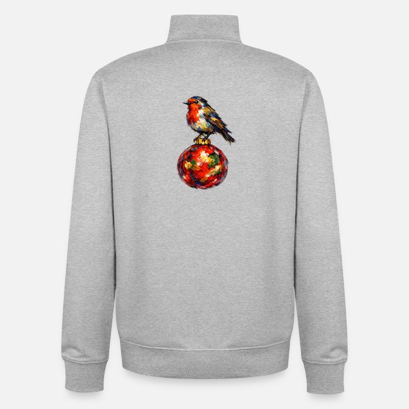 Vogel auf Weihnachtskugel - Unisex Organic Zip Sweatshirt von Stanley/Stella - Grau meliert