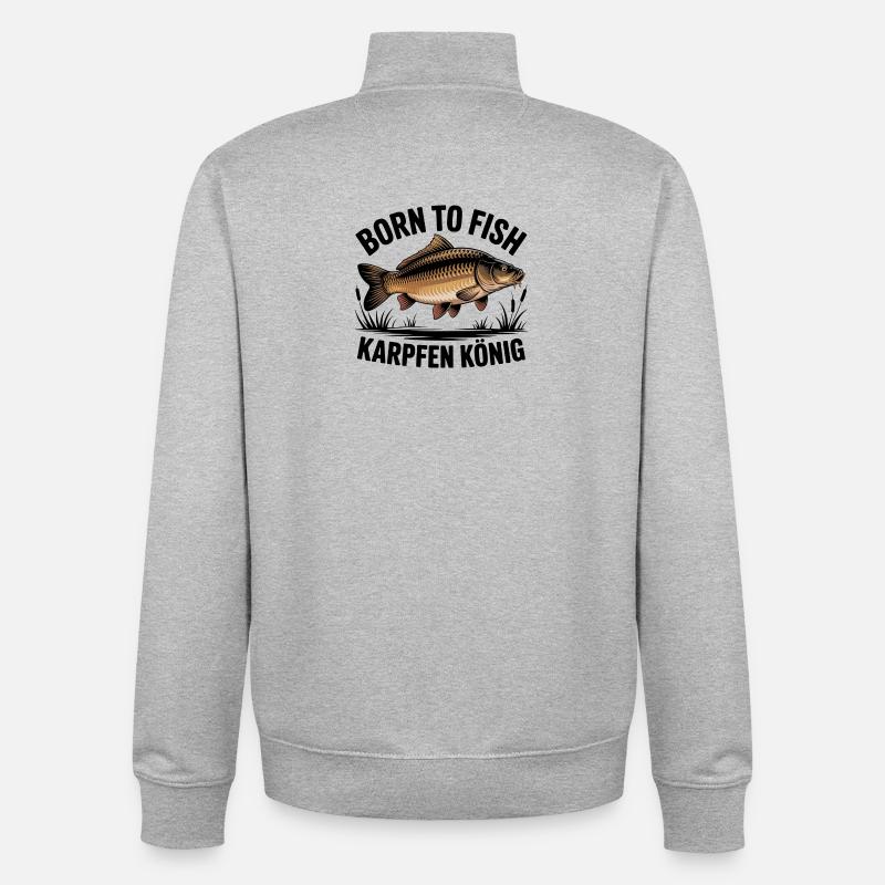 Né de Fish Carp King - Sweat zippé unisexe en coton bio Stanley/Stella - gris chiné