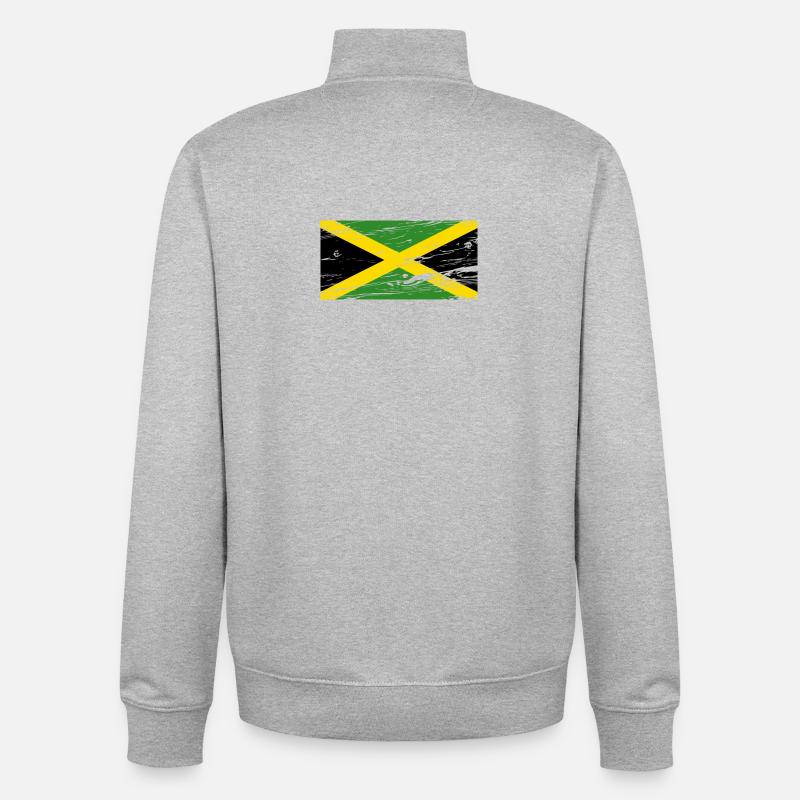 Drapeau de la Jamaïque - Sweat zippé unisexe en coton bio Stanley/Stella - gris chiné