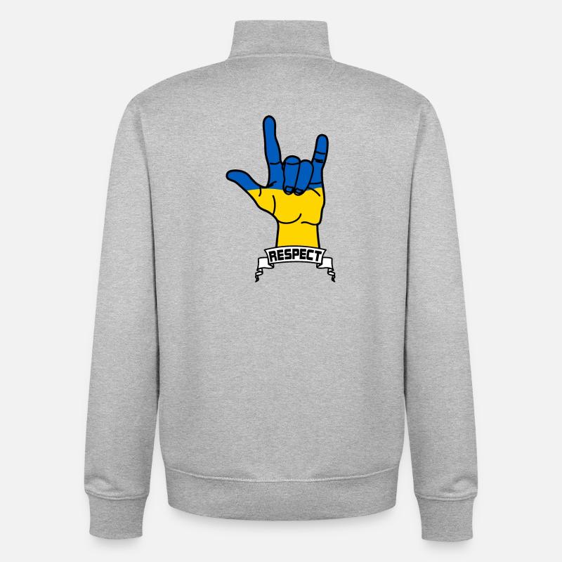 Respect de l’ukraine - Sweat zippé unisexe en coton bio Stanley/Stella - gris chiné