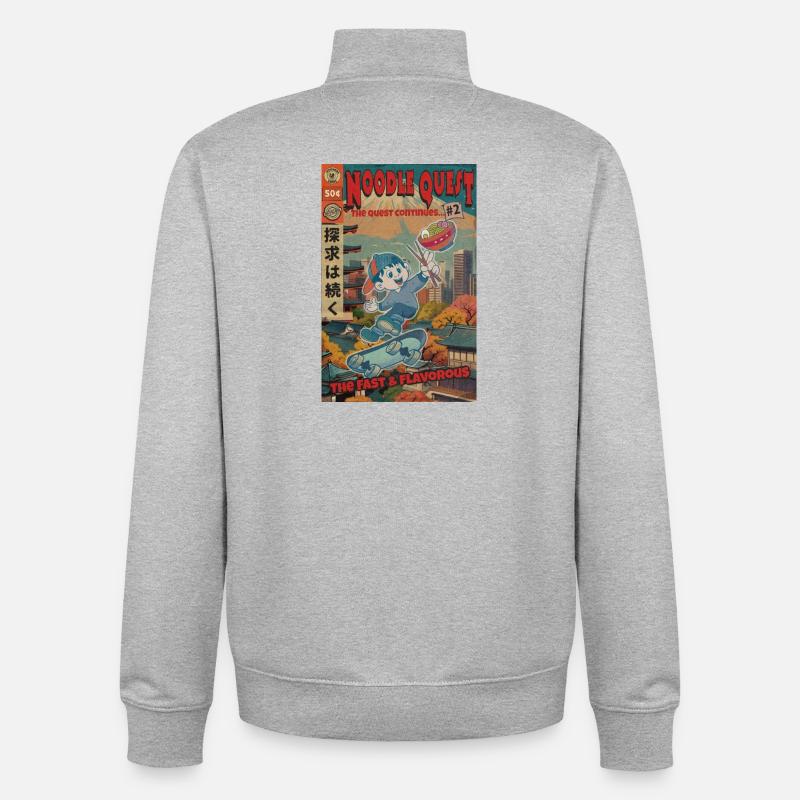 Retro Noodle Quest Comic - Unisex Organic Zip Sweatshirt von Stanley/Stella - Grau meliert