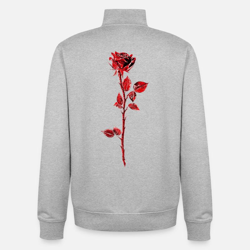 Illustration d’anémone rose pourpre - Sweat zippé unisexe en coton bio Stanley/Stella - gris chiné