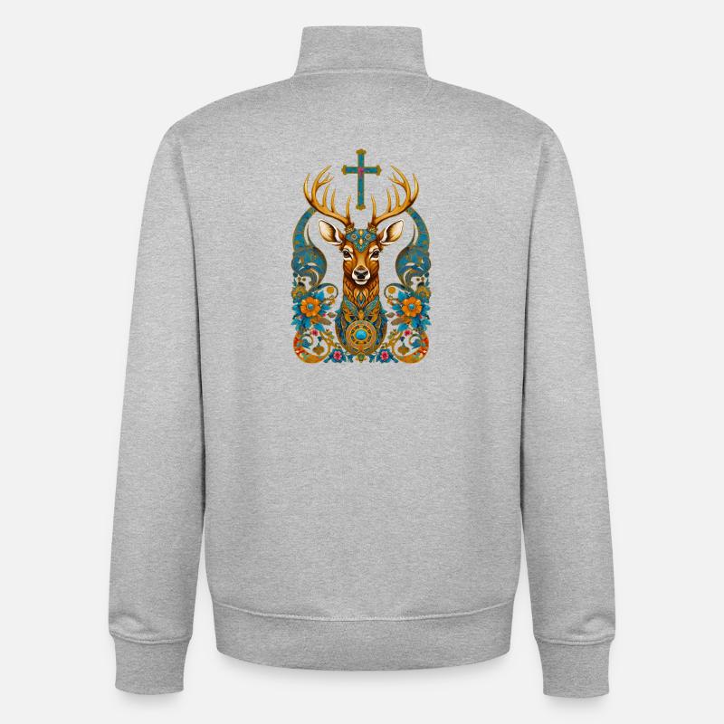Cerf - Sweat zippé unisexe en coton bio Stanley/Stella - gris chiné