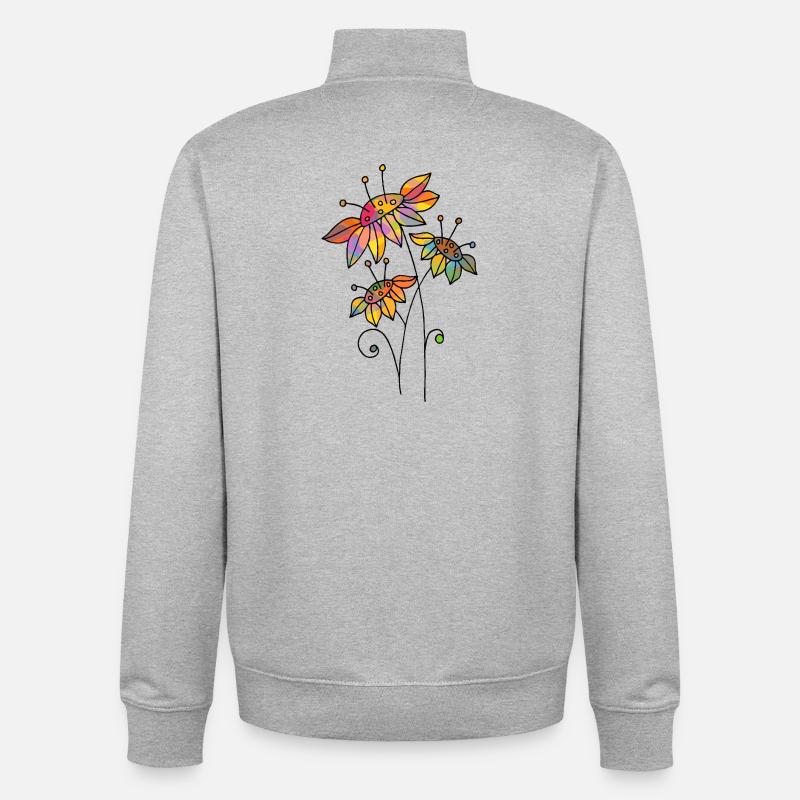 Fleur - Sweat zippé unisexe en coton bio Stanley/Stella - gris chiné