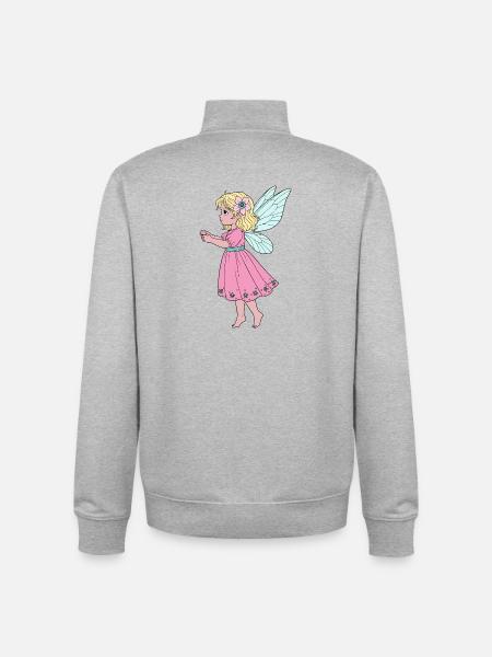Mignonne Fée en robe rose - Sweat zippé unisexe en coton bio Stanley/Stella - gris chiné