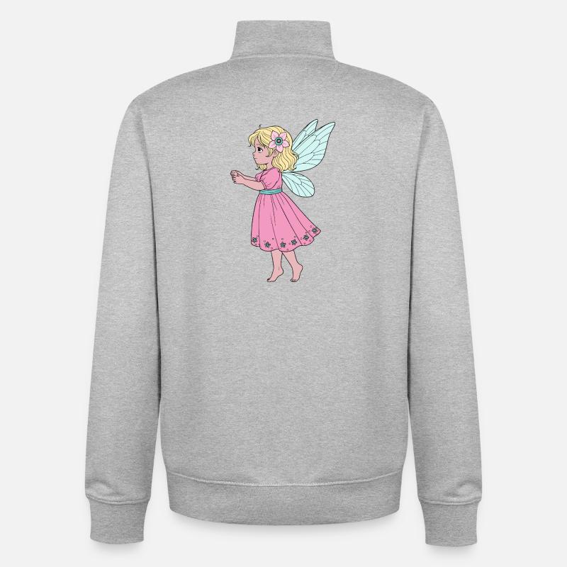 Süße Fee im rosa Kleid - Unisex Organic Zip Sweatshirt von Stanley/Stella - Grau meliert
