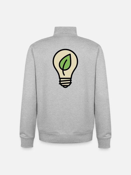 Light Bulb Leaf Eco Idea - Unisex Organic Zip Sweatshirt by Stanley/Stella - heather grey
