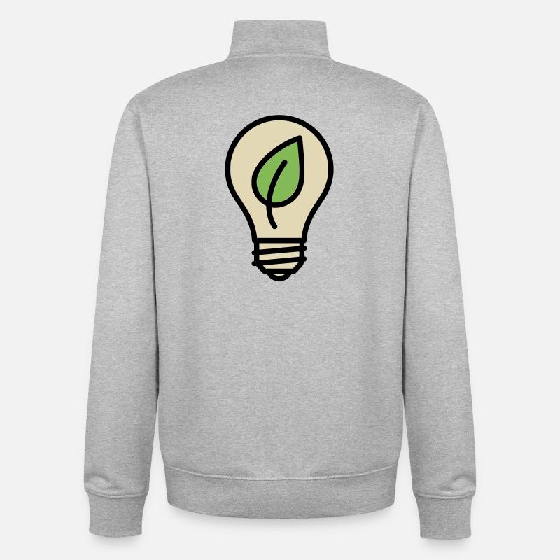 Idée de l’éco de feuilles d’ampoule - Sweat zippé unisexe en coton bio Stanley/Stella - gris chiné
