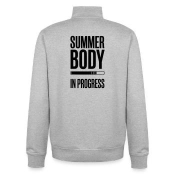 Summer Body in Progress – Motivationsstudio-Zitat - Unisex Organic Zip Sweatshirt von Stanley/Stella - Grau meliert - Hinten - AI Model Male 185 light (185cm)