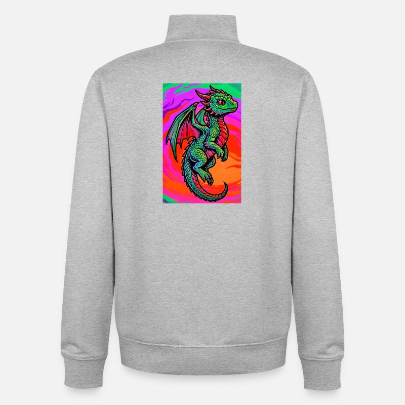dragon - Sweat zippé unisexe en coton bio Stanley/Stella - gris chiné