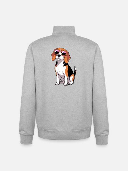 Beagle-Hund mit Sonnenbrille - Unisex Organic Zip Sweatshirt von Stanley/Stella - Grau meliert