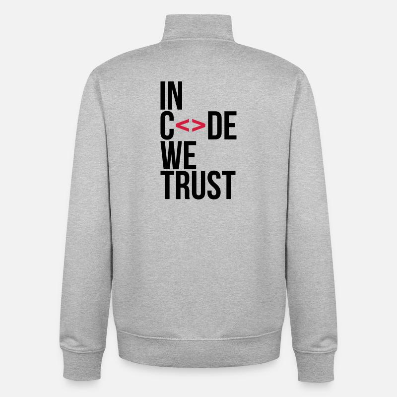 in code we trust ! - Unisex Organic Zip Sweatshirt by Stanley/Stella - heather grey