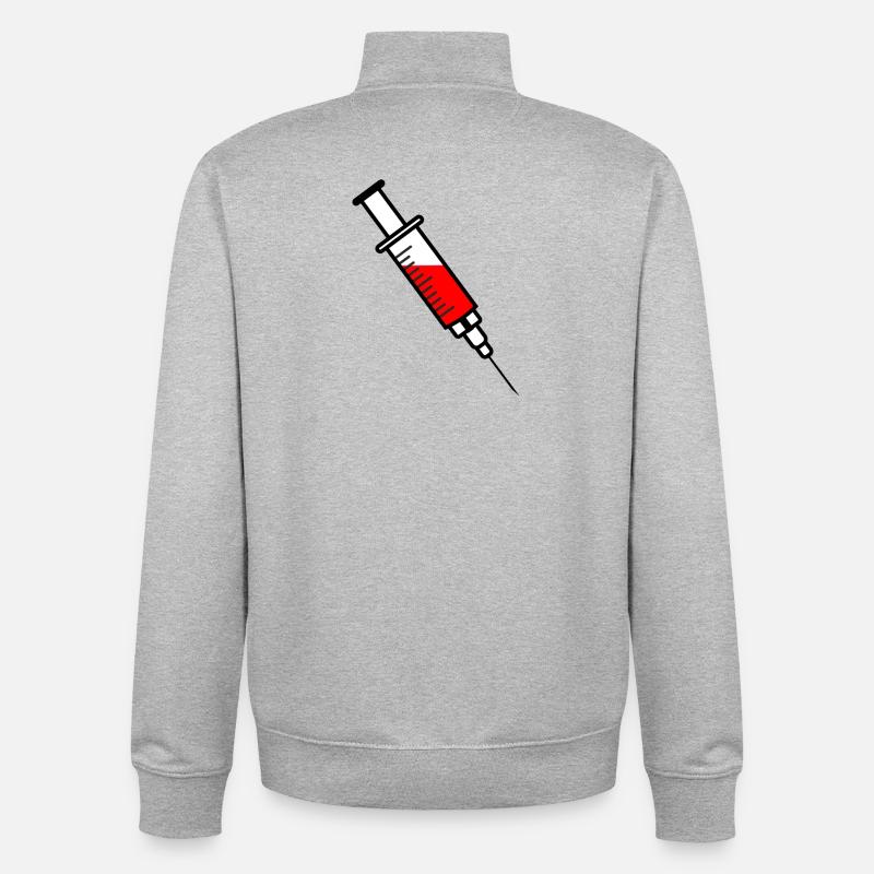 Impfspritze mit rotem flüssigem Medikament - Unisex Organic Zip Sweatshirt von Stanley/Stella - Grau meliert