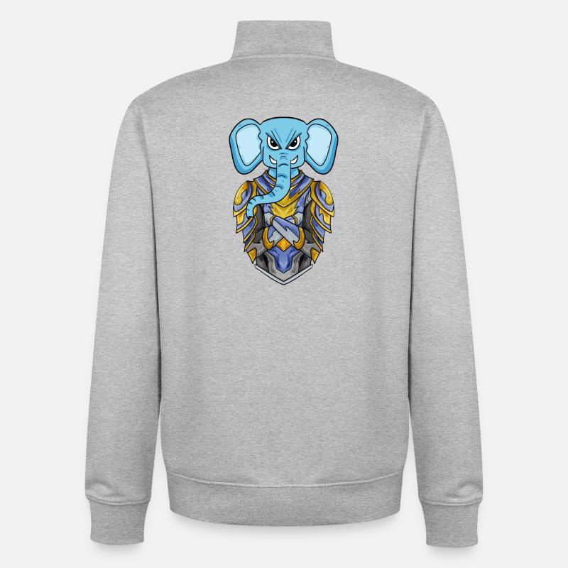 Chevalier éléphant cool - Sweat zippé unisexe en coton bio Stanley/Stella - gris chiné