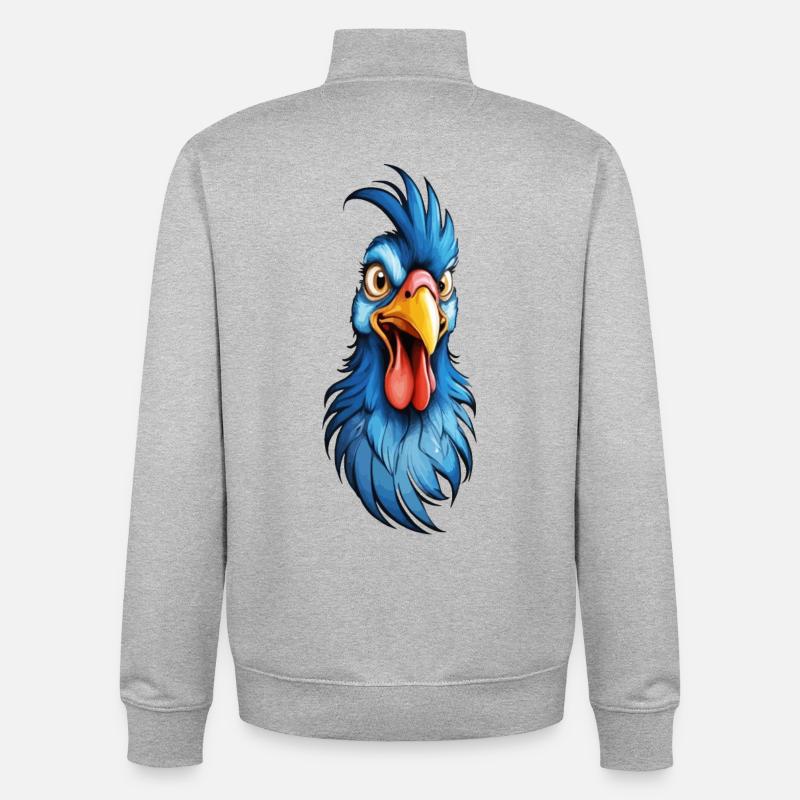 Ein blau-gefiederter Hahn - Unisex Organic Zip Sweatshirt von Stanley/Stella - Grau meliert