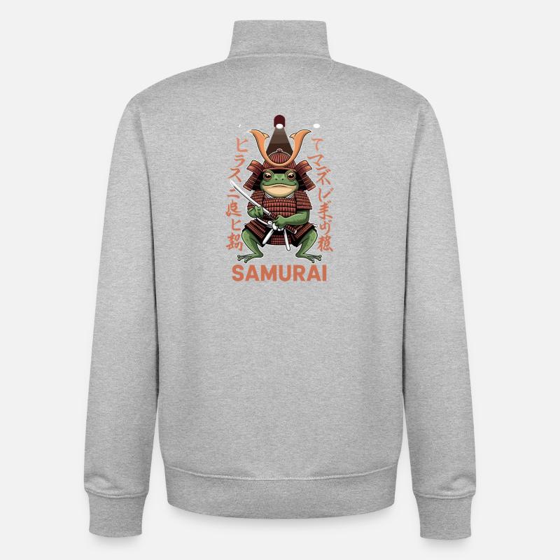  Samurai Frosch Krieger Illustration mit - Unisex Organic Zip Sweatshirt von Stanley/Stella - Grau meliert