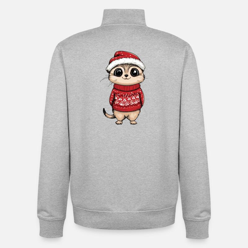 Suricate Noël - Sweat zippé unisexe en coton bio Stanley/Stella - gris chiné