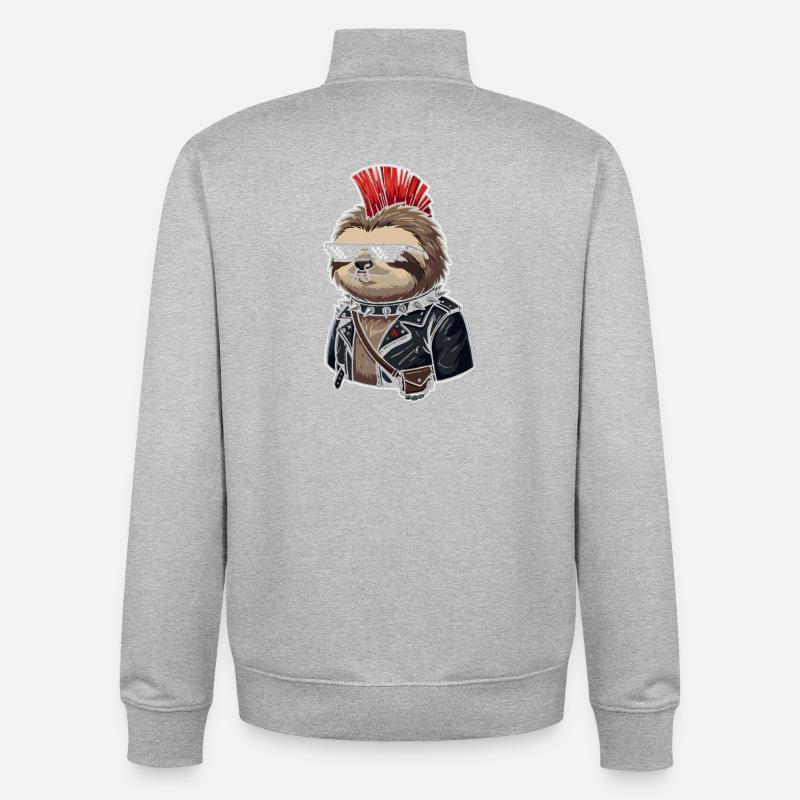 Punk-Sloth im Lederlook - Unisex Organic Zip Sweatshirt von Stanley/Stella - Grau meliert