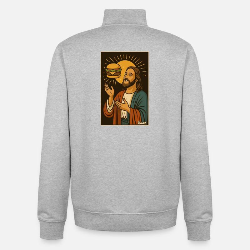 Burger Blessing Sonnenaufgang - Unisex Organic Zip Sweatshirt von Stanley/Stella - Grau meliert