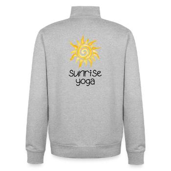 Sunrise Yoga - Design mit gelber Sonne - Unisex Organic Zip Sweatshirt von Stanley/Stella - Grau meliert - Hinten - AI Model Male 185 light (185cm)