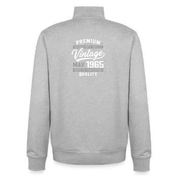 May 1965 Birthday 61 years old - Born May 1965 - Unisex Organic Zip Sweatshirt by Stanley/Stella - heather grey - Back - AI Model Male 185 light (185cm)