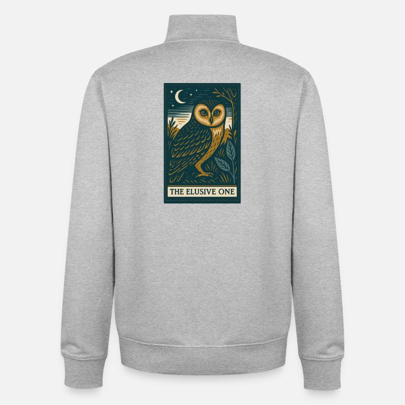 Mystische Eule unter Nachthimmel - Unisex Organic Zip Sweatshirt von Stanley/Stella - Grau meliert